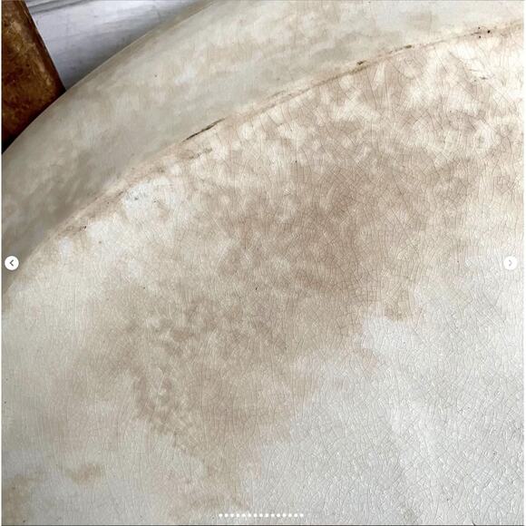 Antique Large Ironstone Platter Stained Crazed Toasty Flea Bites Cottage Core - Picture 8 of 10